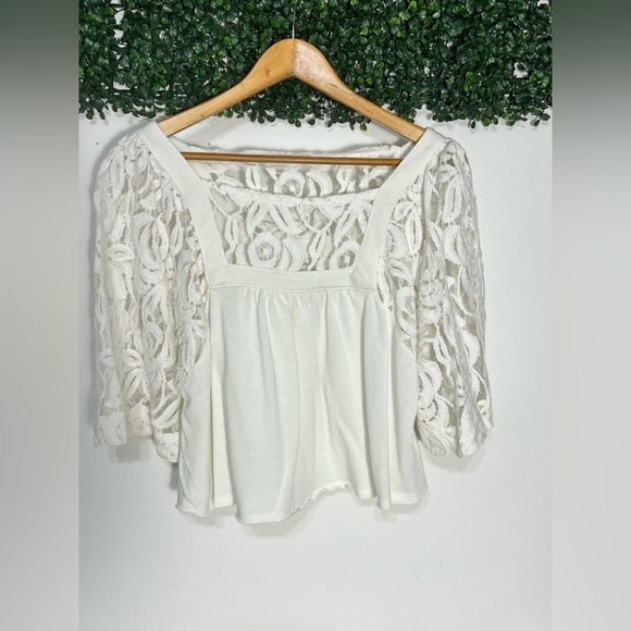 Free People Tops - Free People We the Free Catalina lace & knit bohemian crop top size large